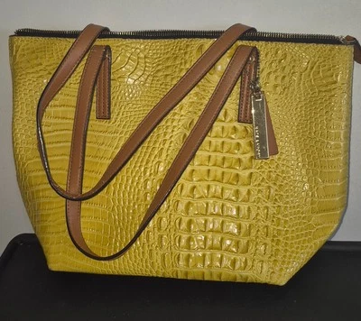 Bolso de Mano Kate Landry Mujer Talla Grande Amarillo Repujado Cocodrilo Imitación Cuero Foto 1 de 4