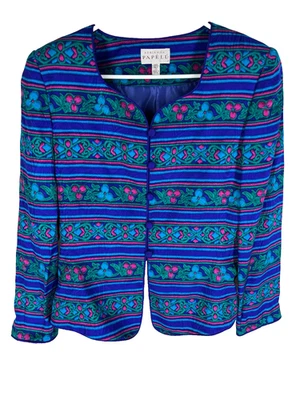 Chaqueta Y2K Adrianna Papell Mujer Seda Rosa Azul Talla 10 Maximalista Brillante Artística Foto 1 de 3