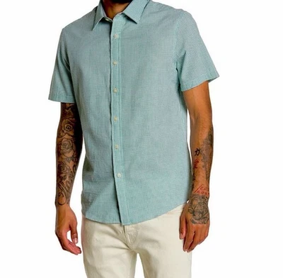Camisa Michael Kors Para Hombres Verde Cuadros Corto Slv Cuello Abotonado - Pequeña - Nueva con Etiquetas Foto 1 de 4