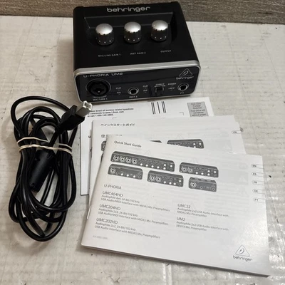 Behringer U-PHORIA UM2 Single Channel Audio Interface Black w/ Cord WORKS EUC - Image 1 of 4