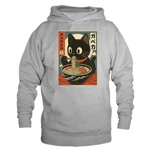 Cat Ramen Fideos Anime Japonés Manga Kawaii Gato Divertido Humoroso Sudadera con Capucha - Imagen 1 de 10