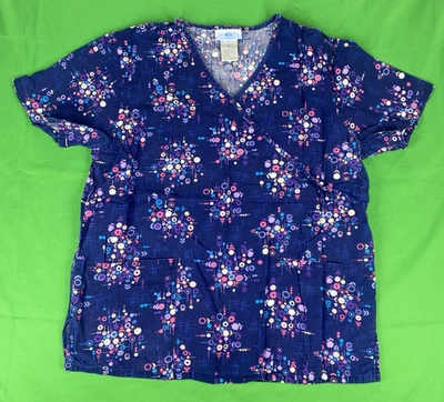 Medium Purple Flowers Design Simply basic Scrub Shirt - Image 1 of 4