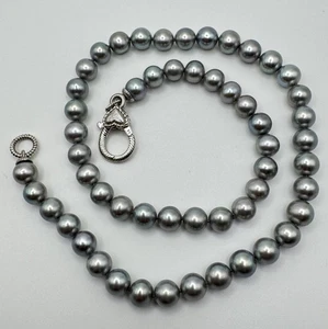Schöne Judith Ripka Sterlingsilber Herz CZ 8 mm Perlenkette 18 Zoll - Bild 1 von 16