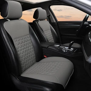 Sitzbezüge Auto Vordersitze PU-Leder Grau 2er Set für SUV Van Limousine - Bild 1 von 12