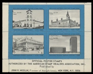ASDA STAMP SHOW LABELS - 1968, PERFORATED, SET OF 16 (4 BLOCKS) - Picture 1 of 5