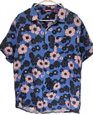 Camisa de hombre UNIONBAY azul floral texturizada manga corta abotonada talla grande Foto 1 de 4
