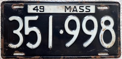 Placa de matrícula americana Massachusetts 1949 351-998 - Imagem 1 de 4