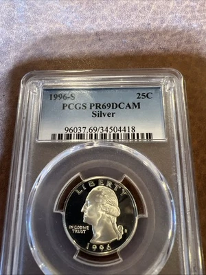 1996 S 25C Silver Washington Quarter PCGS PR69DCAM - Image 1 of 2