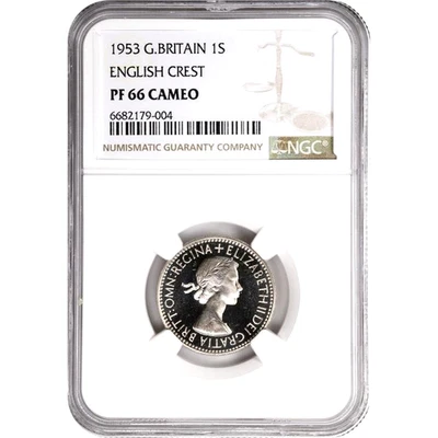 1953 Great Britain Coronation Proof Shilling, English Crest, PR 66 Cameo, KM-890 - Image 1 of 2
