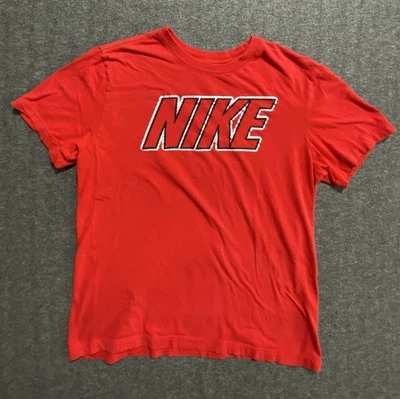 Camisa Nike Roja Manga Corta Corte Atlético Deletrear Logo Algodón Talla M Foto 1 de 4
