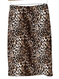 White House Black Market Rock Damen 0 Leopard Animal Print Bleistift gefüttert Schlitz - Bild 1 von 8