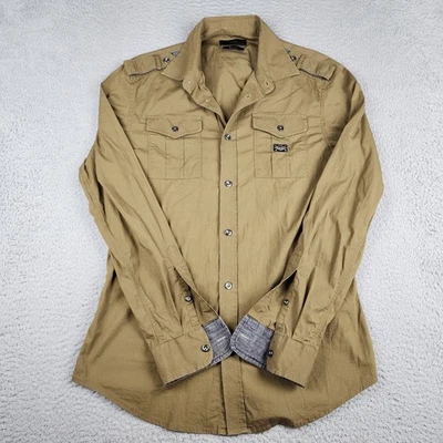 Diesel Shirt Mens Medium Brown Long Sleeve Button Up Casual Saw Tooth Pockets - Image 1 of 4