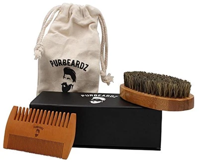 Beard Comb Set Boar Bristle Beard Brush the Perfect Mustache and Beard Comb with - Image 1 of 4