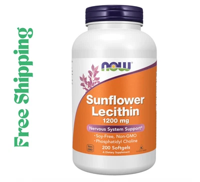 NOW Lecitina Girasol 1200mg 200 Cápsulas Blandas | Apoyo al Sistema Nervioso Foto 1 de 4