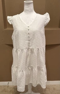 Joie White Eyelet Flutter Sleeve Mini Dress Size XL - Picture 1 of 7