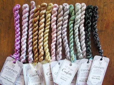 14 skeins SJ Designs CONFETTI yarn Needlepoint Embroidery– 1 each color 7 yards - Image 1 of 3