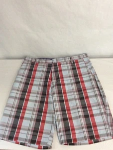 Burnside Herren Größe 36 Baumwollmischung Reißverschluss vorne Freizeitshorts blau kariert - Bild 1 von 9