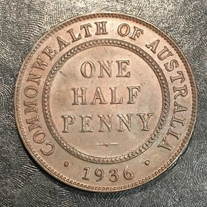 1936 (M) Australia Half Penny - High Quality Scans #Q827 - Picture 1 of 2