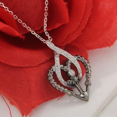 Nuevo colgante de ancla infinita corazón circonita cúbica redondo de regalo de 0,25 quilates enchapado en oro blanco de 14 quilates Foto 1 de 4