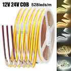 COB LED Strip Lights DC12V 24V 528LEDs/m Soft Flexible Ribbon Tape Rope Light