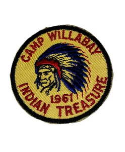 Rare 1961 Camp Willabay Indian Treasure Boy Scout Embroided Patch (ptch7) - Picture 1 of 4