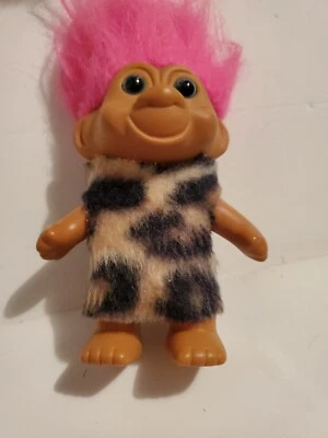 Muñeca Troll TNT 1991 4 1/2" pelo rosa, ojos azules, vestido hecho a mano Foto 1 de 3