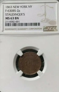 1861-65 NEW YORK,NY F-630BS-2A STAUDINGER'S NGC MS63 BN  - Picture 1 of 2