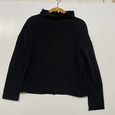 Suéter Vince Mujer Talla XXS Negro Cuello Embudo Hombro Caído Pullover Mezcla Algodón Foto 1 de 4