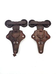 2 Antique Allith Prouty Iron Barn Door Rollers 1900's Patina Industrial Farm - Picture 1 of 24