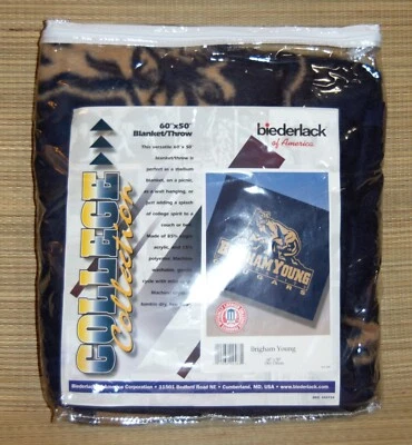 Biederlack BYU Cougars Blanket NEW Vintage Brigham Young University 60x50" #99 - Image 1 of 2