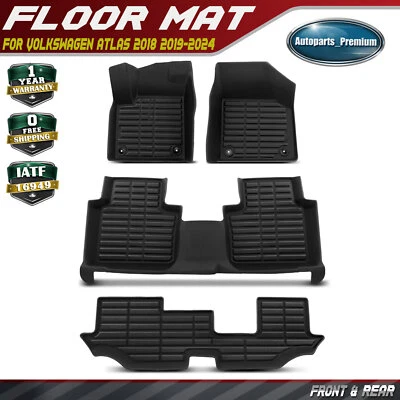 4x Alfombrillas delanteras y traseras negras para Volkswagen Atlas 2018 2019 2020-2024 Foto 1 de 4