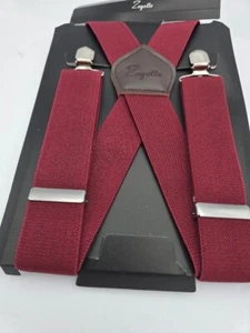 Braces / Suspenders Heavy Duty Y shape with Carabiner Clips 35mm  - RED Burgandy - Picture 1 of 4