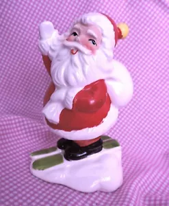 Vintage Porcelain Santa On Skis - Made in Japan - Picture 1 of 3