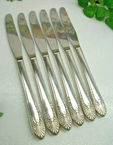 ☀Set of 6 Silverplate Luncheon Grille Knives Crown RADIANCE 1939 Art DECO - Picture 1 of 2