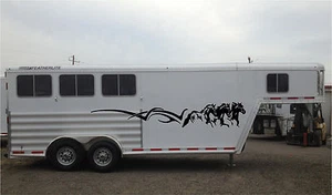 Horses Running Stripe Horse Trailer RV Decal Stickers 10x70 Set of 2 Stickers - Picture 1 of 1