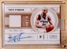 2011 National Treasures Tony Parker #23/25 auto card.  Champion Spurs!!