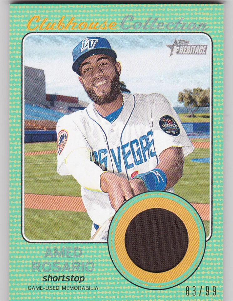 AMED ROSARIO 2017 TOPPS HERITAGE MINOR LEAGUE GAME USED CLUBHOUSE CARD /99 METS - Image 1 of 1