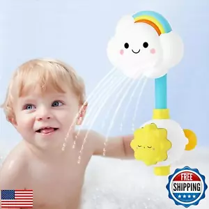 Electric Shower Bath Toy Sprinkler Head - Rainbow Cloud Spray Water Baby Todd - Picture 1 of 5