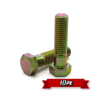 Hex Head Cap Screw, 3/8"-24 x 3-1/2" (2-1/4" Shoulder), Yellow Zinc, GR.8 {10pk} - Picture 1 of 2