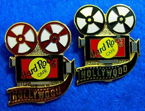 RARE PROTOTYPE HOLLYWOOD *MOVIE CAMERA FILM STRIP* LOGO Hard Rock Cafe 2 PINS - Picture 1 of 1