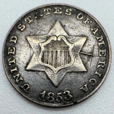 1853 3 CENT SILVER COIN (TRIME) 🔥STUNNING🔥 - Image 1 of 2