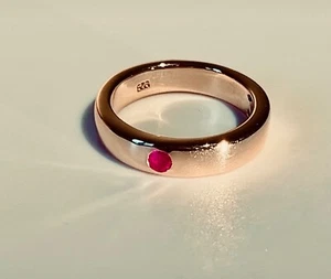 14k ROSE-GOLD VERMEIL FF SOLITAIRE RUBY BAND/ JULY BIRTHSTONE RING - SALE - Picture 1 of 7