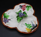 Vintage Lefton China Raised Grapes Divided Tidbit Candy Hors d'oeuvres Tray Dish