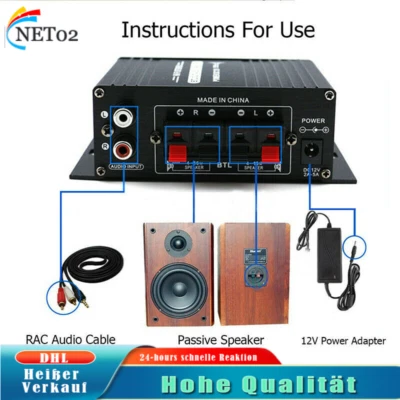 400W HiFi Verstärker Vollverstärker 2 Kanal Mini Stereo Audio Amplifier MP3 DVD - Bild 1 von 4