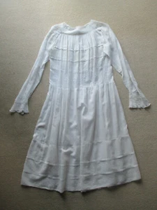 Antique White Bridesmaids Dress, Mother of Pearl buttons, hook closures, lace - Picture 1 of 9