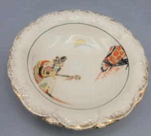 Vernon Kilns DESSERT-/FRUCHTSCHALE Spanische Flamenco Gitarre 22K Goldrand - Bild 1 von 4