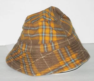 New PLEASE MUM Size 3-6 Months (12 inches circumference) Brown Plaid Bucket Hat - Bild 1 von 1