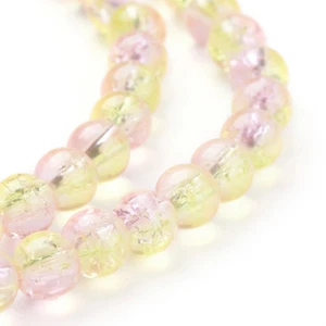 31.4" Strd Round Crackle Glass Beads Smooth 2-Tone Loose Beads Craft Pick 4~10mm - Picture 1 of 13