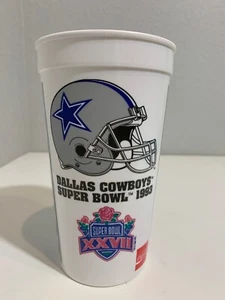 DALLAS COWBOYS Vintage NFL SUPER BOWL XXVII 1993 PLASTIC STADIUM CUP COCA COLA - Picture 1 of 7