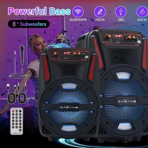 Zertifizierter tragbarer 8" Subwoofer PA Lautsprechersystem Party Bluetooth mit Mikrofon LED - Bild 1 von 13